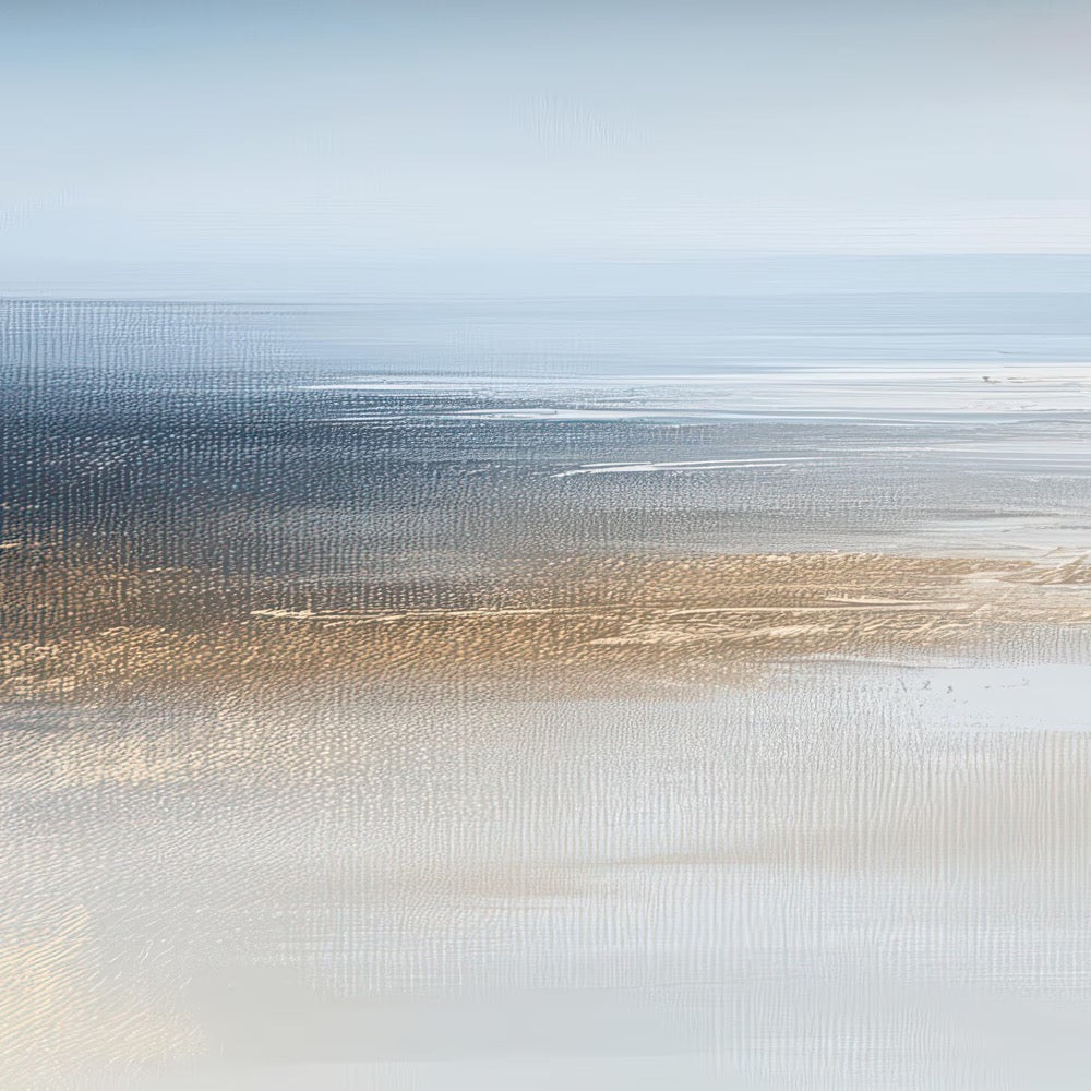 Oversized Horizontal Abstract Wall Art Canvas Navy Blue Grey Landscape Print Large Gold Foil Seascape
