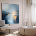 Abstract Blue and Gold Art Print - Modern Landscape Painting - Large Canvas Wall Art for Living Room - Abstract Ocean Painting Wall Art